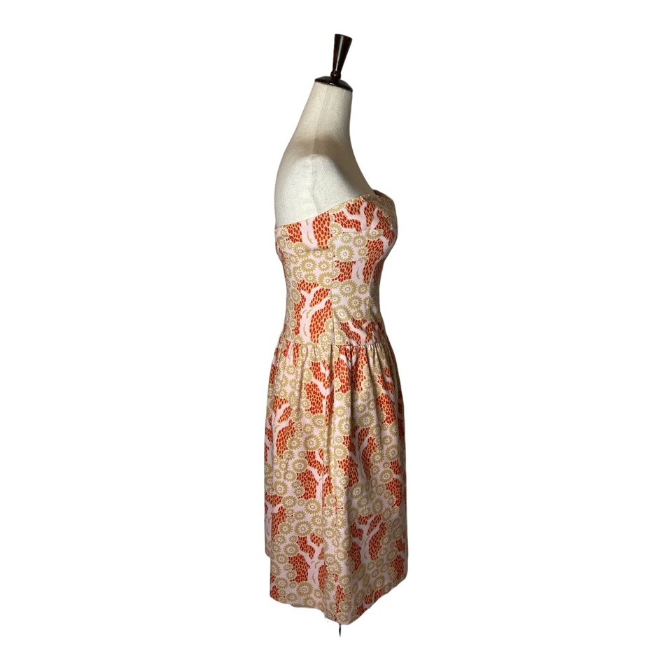 Red Tree Dress Tibi Dress Women 2 Ivory And Red Tree Print Strapless Knee Length Fit ...