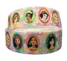 DISNEY PRINCESS RIBBON GROSGRAIN PER YARD  25mm wide 10 Princesses Crafts Bows