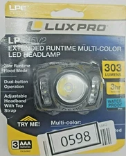 LUXPRO LP345V2 Headlamp 303 Lumens With Multi-Color Flood Lights