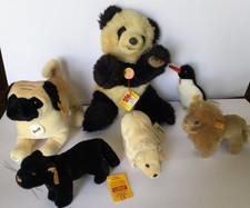 Wonderful Large Lot  6  Vintage STEIFF  Animals,  Mopsy Pug, Leo,Peggy,  etc...