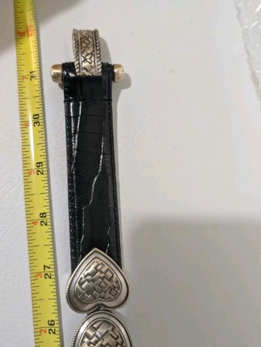 Vintage Coldwater Creek braun Leder Kroko Silber Concho Herz Gürtel Haken Größe S/M - Bild 19 von 23