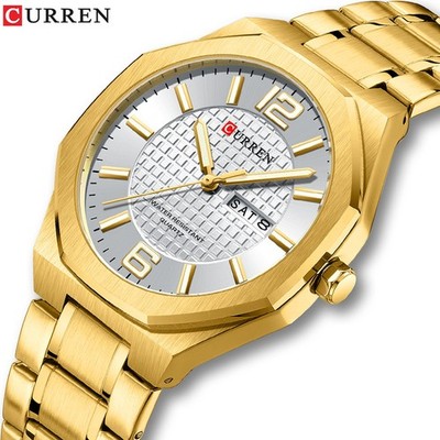 CURREN Men Quartz Watch Simple Classic Calendar Wristwatch Male Steel Watches
