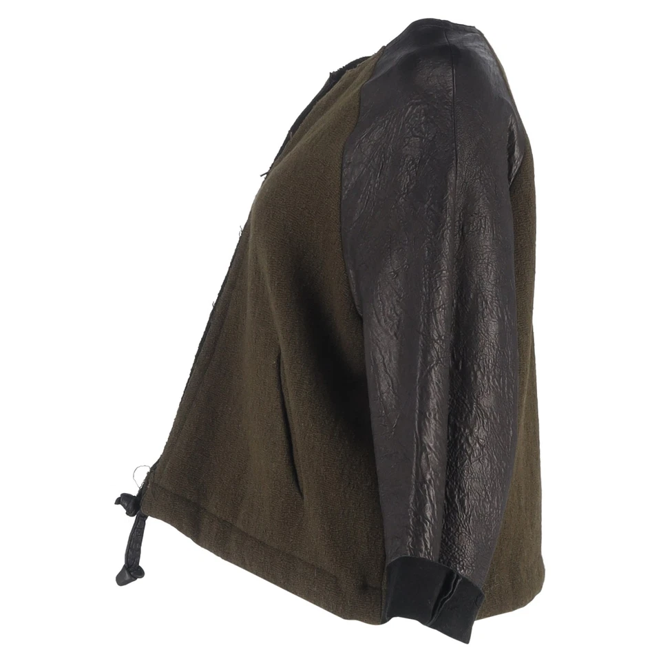 Isabel Marant Zipped Jacket in Olive and Black Wool and Leather - Image 2 of 3