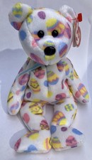 Ty Beanie Babies Eggs 2004 Easter Bear White Multicolor Plush with Tags