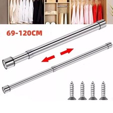 68-120cm Stainless Steel Extendable Clothes Rail Pole Embedded Rail For Wardrobe