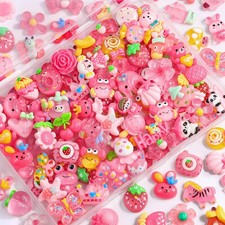 TINKRSTUFF 100PCS Rose Pink Slime Charms Cute Jelly 13.5 cm, Pink-100Pcs