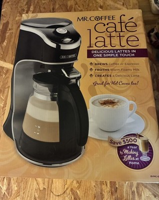 New Mr. Coffee Cafe Latte Maker Hot Drink Model BVMC-EL1 2 Cup Black In Box