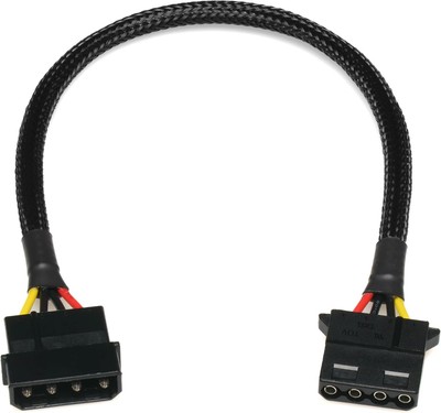 CRJ 4-Pin Peripheral Molex Extension Cable - 12-inch (30cm), 12 Inch, Black 
