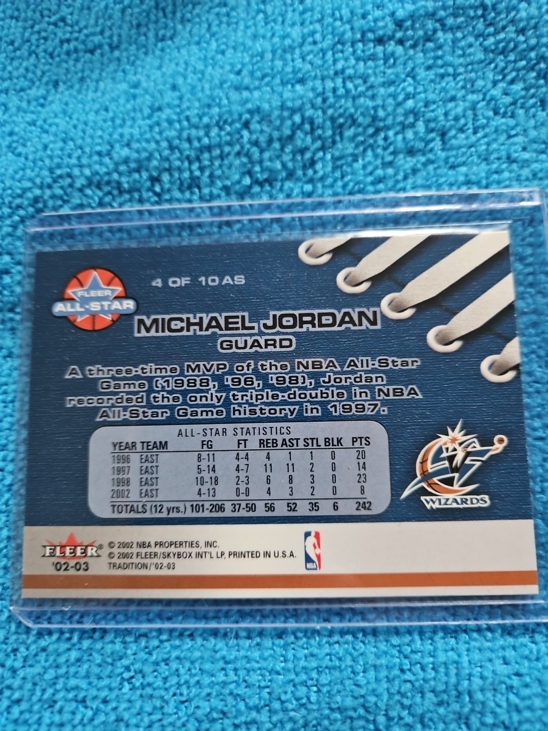 2002-03 Fleer All Star Tradition Michael Jordan #4-10AS Wizards HOF