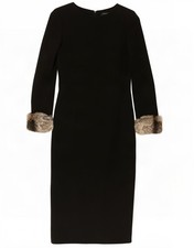 Luisa Spagnoli Womens Long Sleeve Sheath Dress IT 42 Medium Black HZ03