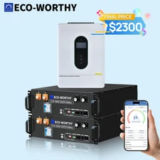 ECO-WORTHY Home Backup Power 2Pack 48V 100Ah Battery+12KW 48V Off-grid Inverter
