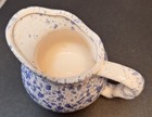 Vintage Blue White Speckled Spongeware Pitcher Creamer Small 4" Glazed — photo 3