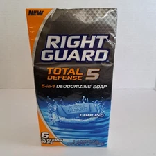 Right Guard Total Defense 5 Cooling Blue 6 Pack 5 In 1 Deoderizing Bar Soap 2011