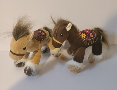   Flower Stitched Saddle Horses Plush Lot Of 2