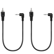 2 Pack 1ft RCA Male to 3.5mm 1/8 inch 90 Degree Right Angle Monaural Black