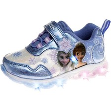 Disney Frozen Girls Size 8 Blue Light Up Princess Anna and Elsa Hook Loop Shoes