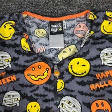 Scrub Top Womens Small Pumpkin Mummy Code Happy Halloween Medical Nurse Shirt