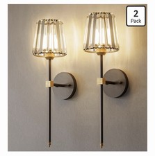 Crystal Battery Operated Wall Sconces Set of 2 Black Gold Rechargeable 12 RGB