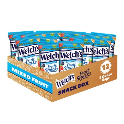 Welch's Fruit Snacks, Mixed Fruit, Gluten Free, 5 oz Bags (Pack of 12)