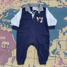 Vintage 90s Mickey Mouse Romper Polo one piece, Baby Boys 18 Months Disney Store