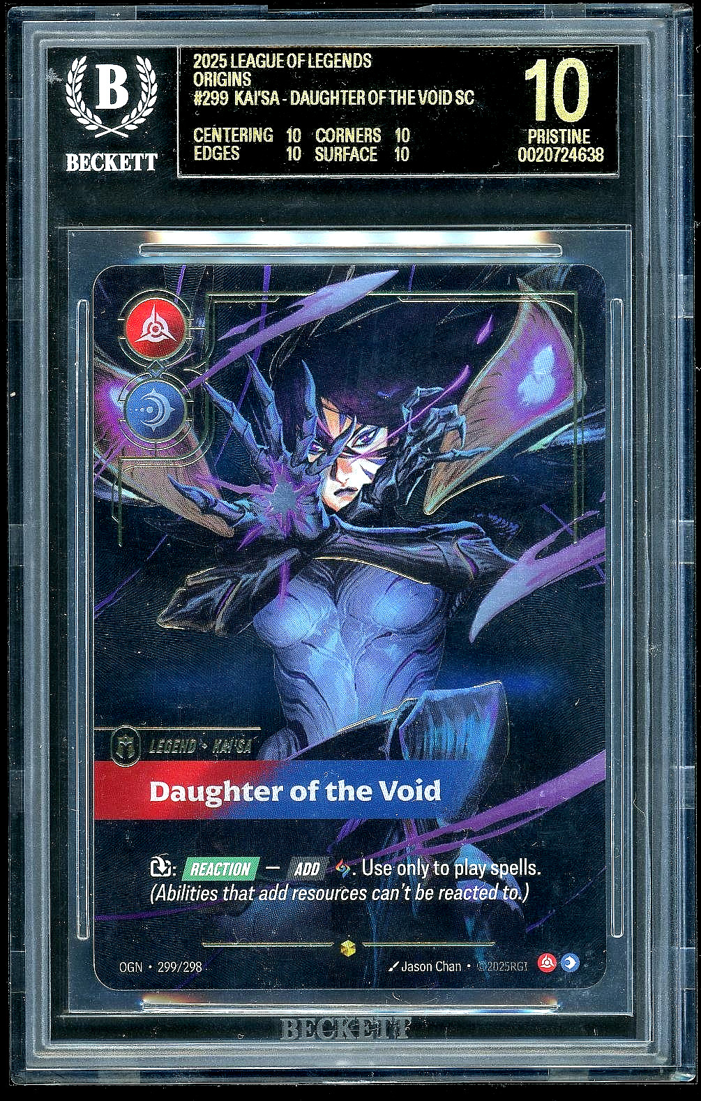 2025 Riftbound Origins #299 Kai'sa Overnumbered BGS Black Label 10 *POP 5*