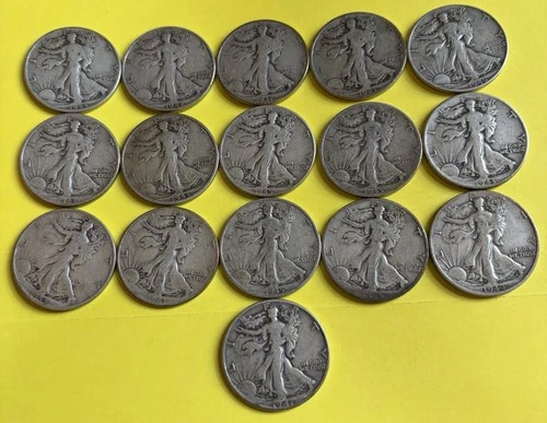 1934-1937 Walking Liberty Half Dollars 16 Coin Lot