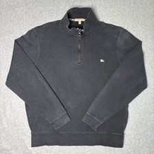 Burberry London Men's Black 1/4 Zip Long Sleeve Polo Shirt XL Pullover Worn