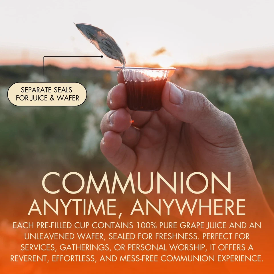 Traditional Larger Tab Communion Cup Set–100 with 100% Concord Grape Juice&Wafer - Image 3 of 4