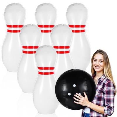 Inflatable Bowling Set One 15 Inch Ball Six 23 Inch Pins Giant