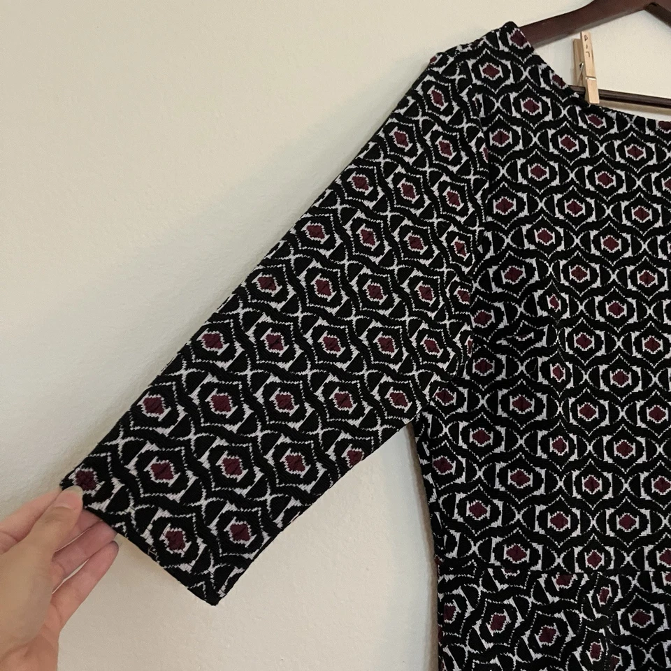 Leota женщин 3/4 рукав трикотажа напечатано карьера лодка шеи Fit & Flare платье SZ XL - Изображение 4 из 4