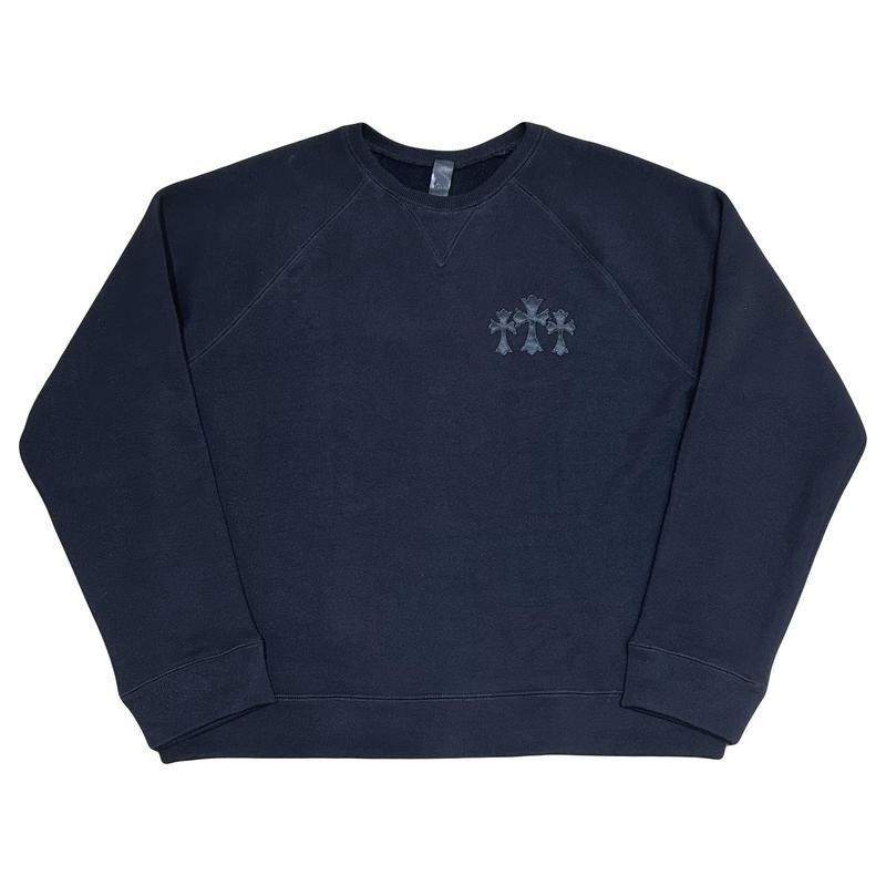 Size XXL - Chrome Hearts Triple Cross CH Crewneck Black
