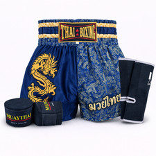 Kids Muay Thai Fight Boxing Shorts Dragon Grappling Starter Kit Set Fitness Gear