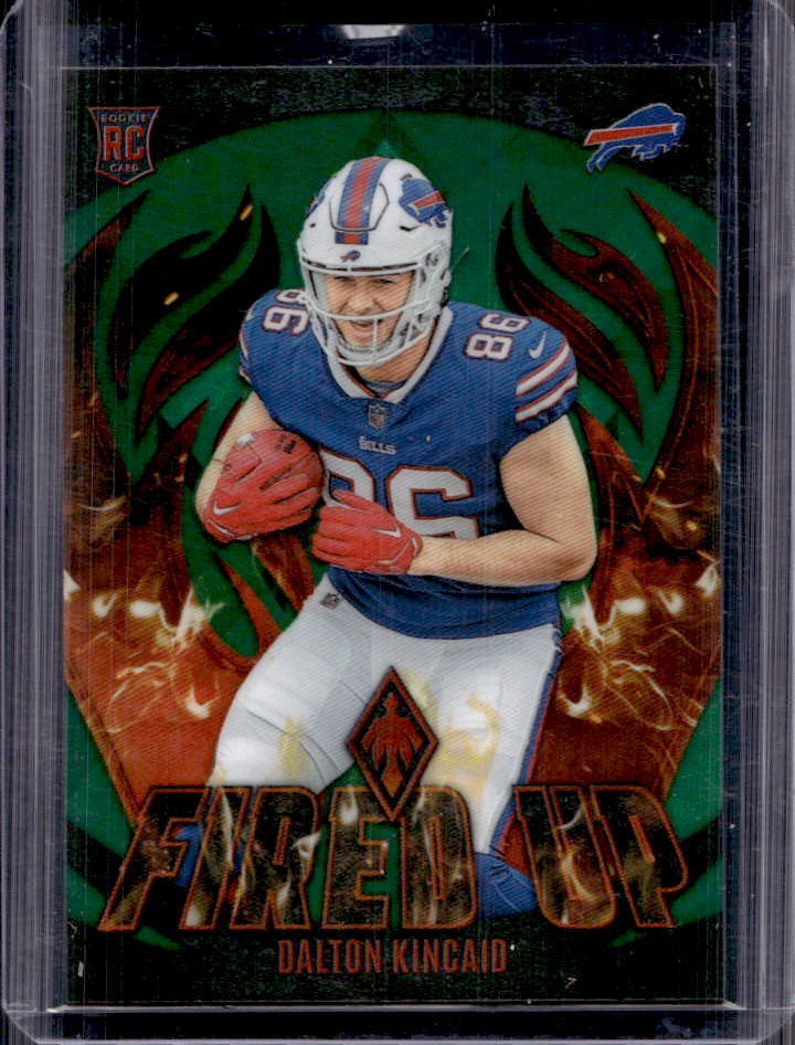 2023 Panini Phoenix Dalton Kincaid Fired Up RC Green Rookie #8/15 Bills