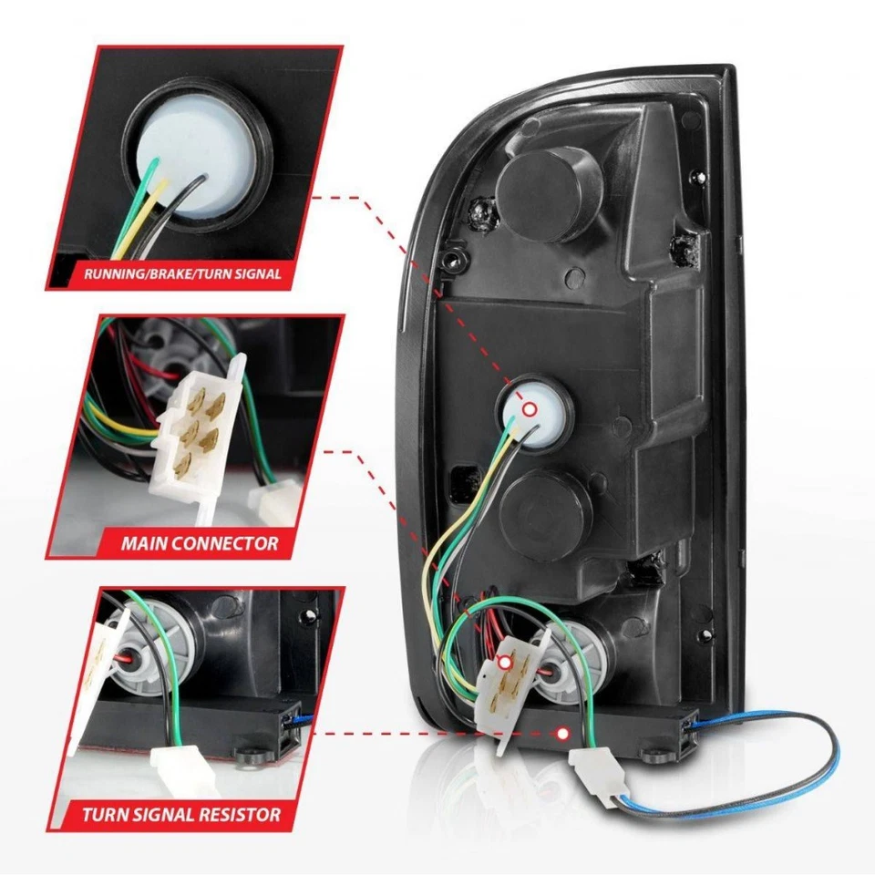 ANZO For Toyota Tacoma 1995-2004 Tail Lights LED Black Housing Clear Len (Pair) - Image 2 of 4