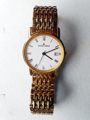 Damen Armbanduhr Jacques Lemans voll funktionsfähig Goldfarben Datum
