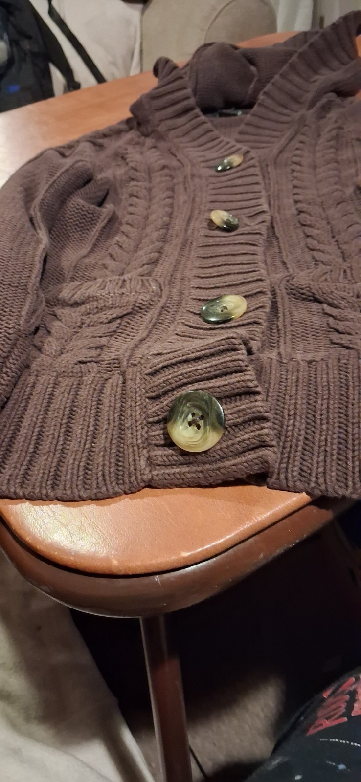 Eddie Bower Brown Sweater Button Up L