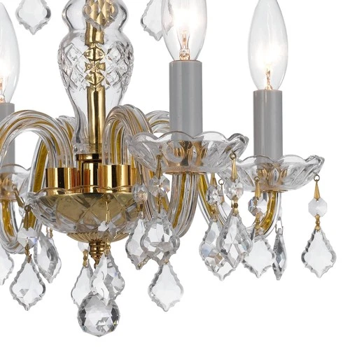 Crystorama Traditional Crystal 15" Brass and Crystal Mini Chandelier - Picture 3 of 6