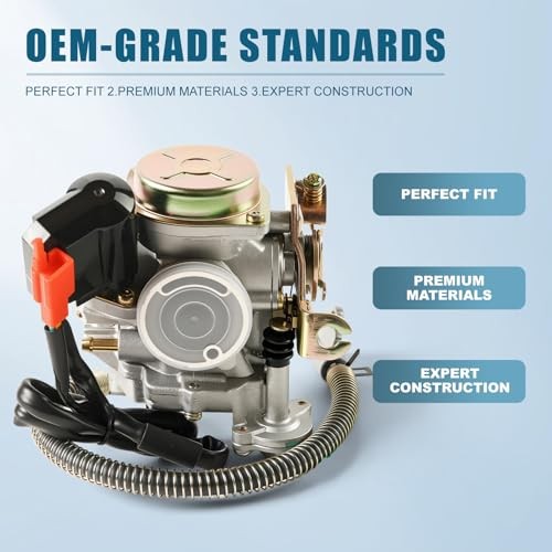 GOOFIT Carburatore PD18J con Soffocatore Elettrico Sostituzione per 139QMA 139QMB Taotao 4 Stroke GY6 49cc 50cc Scooter Cinese