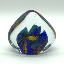Vintage Murano Style Aquarium Yellow Fish Paperweight Art Class Collectibles
