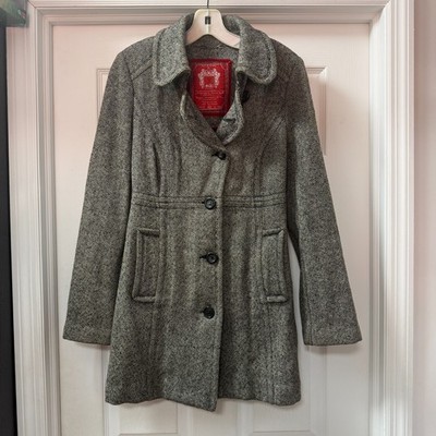 EDC by Esprit Vintage Gray wool-blend Herringbone Tweed Coat - Women s Size XS 2