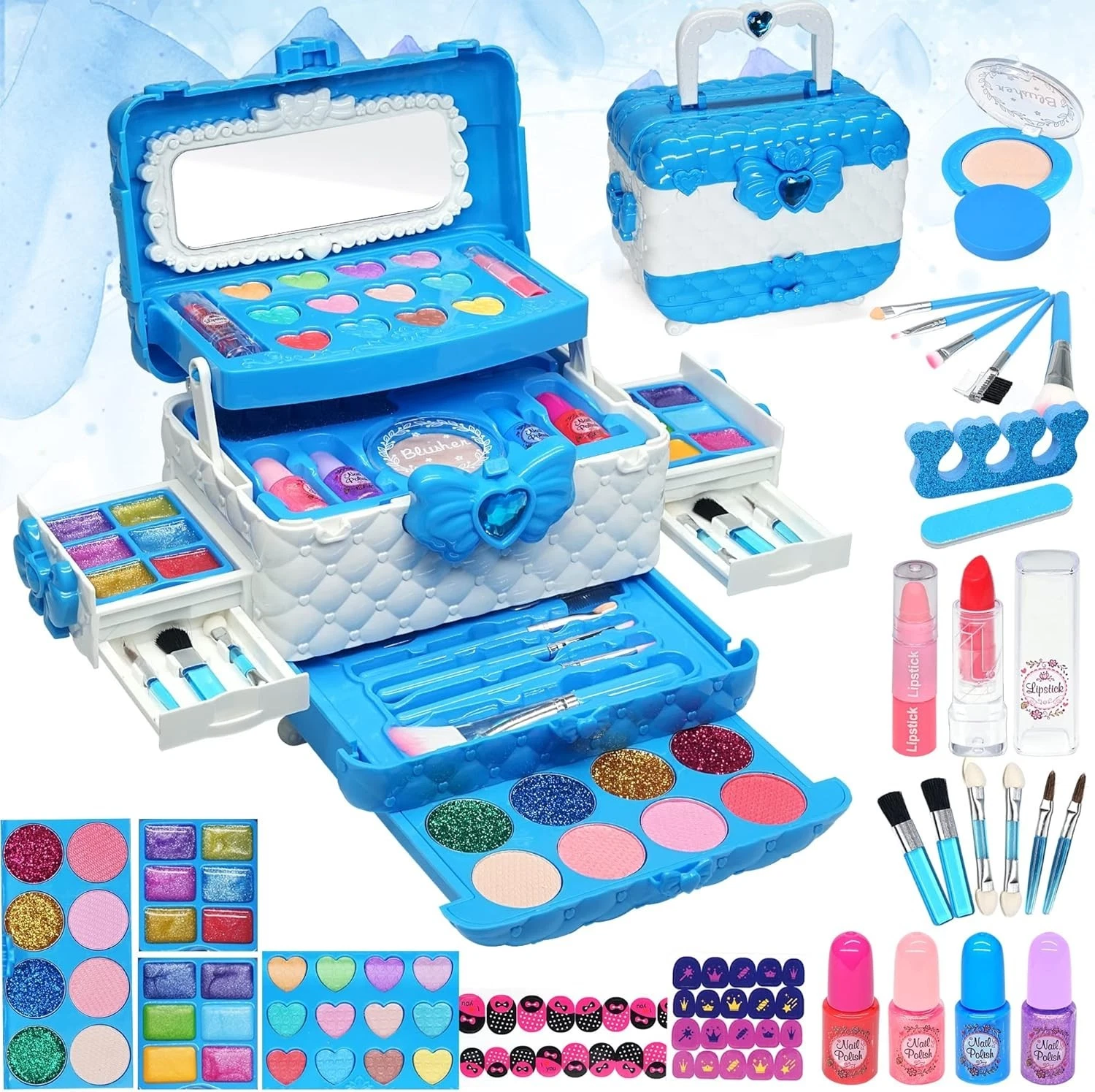 Maquillaje juguete nina lavable no toxico set princesas regalo 3 a 12 anos
