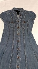 Denim Jean Dress Button Small Girl 6/6x Blue Knee Length Cowgirl Rodeo Farmer
