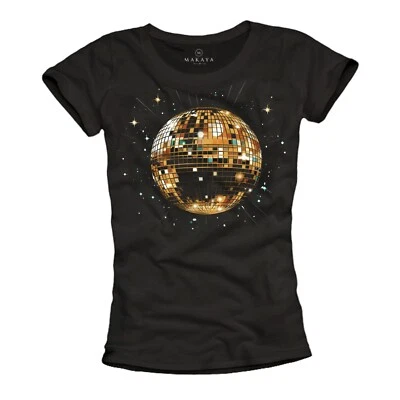 Discokugel Damen Shirt schwarz Disco Party Festival Top Sommer Print Frauen S-XL - Bild 1 von 3