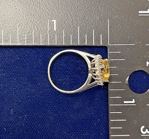 14 Kt White Gold Pear Cut Citrine Ring Sz 5.75 - Picture 14 of 14