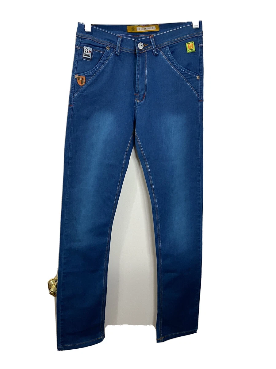 Jeans Takeshy Kurosawa Homme Slim Fit Bleu Peint - Taille W32 - 100% Coton - Neuf Avec Étiquettes