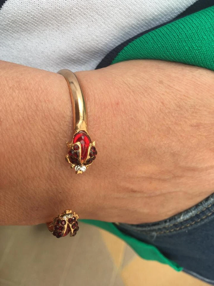 Armband Damen Starr Mit Marienkäfer Armreif Golden Einstellbar Fun Geschenk - Bild 3 von 4