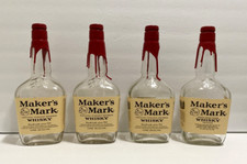 Maker's Mark 4 Whisky Bottles 1 Liter Wax Caps Kentucky Bourbon Crafts
