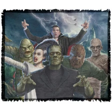 Universal Monsters Blanket, 50"x60", Monsters Group Woven Cotton Blend Throw