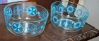 PAIR of PYREX Turquoise Blue Pinwheel & Medallion Design Bowl 5.75" W