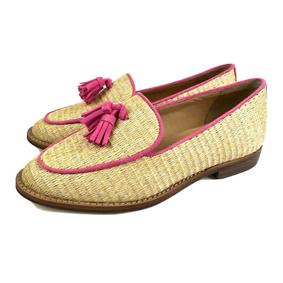 Talbots Leighton Loafer Woven Tasseled Pink Tan Slip On Shoes